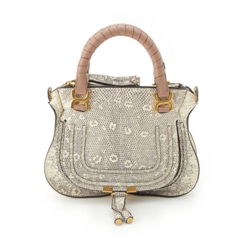 クロエ マーシー リザード 型押し 2WAY ショルダー ハンドバッグ ホワイト