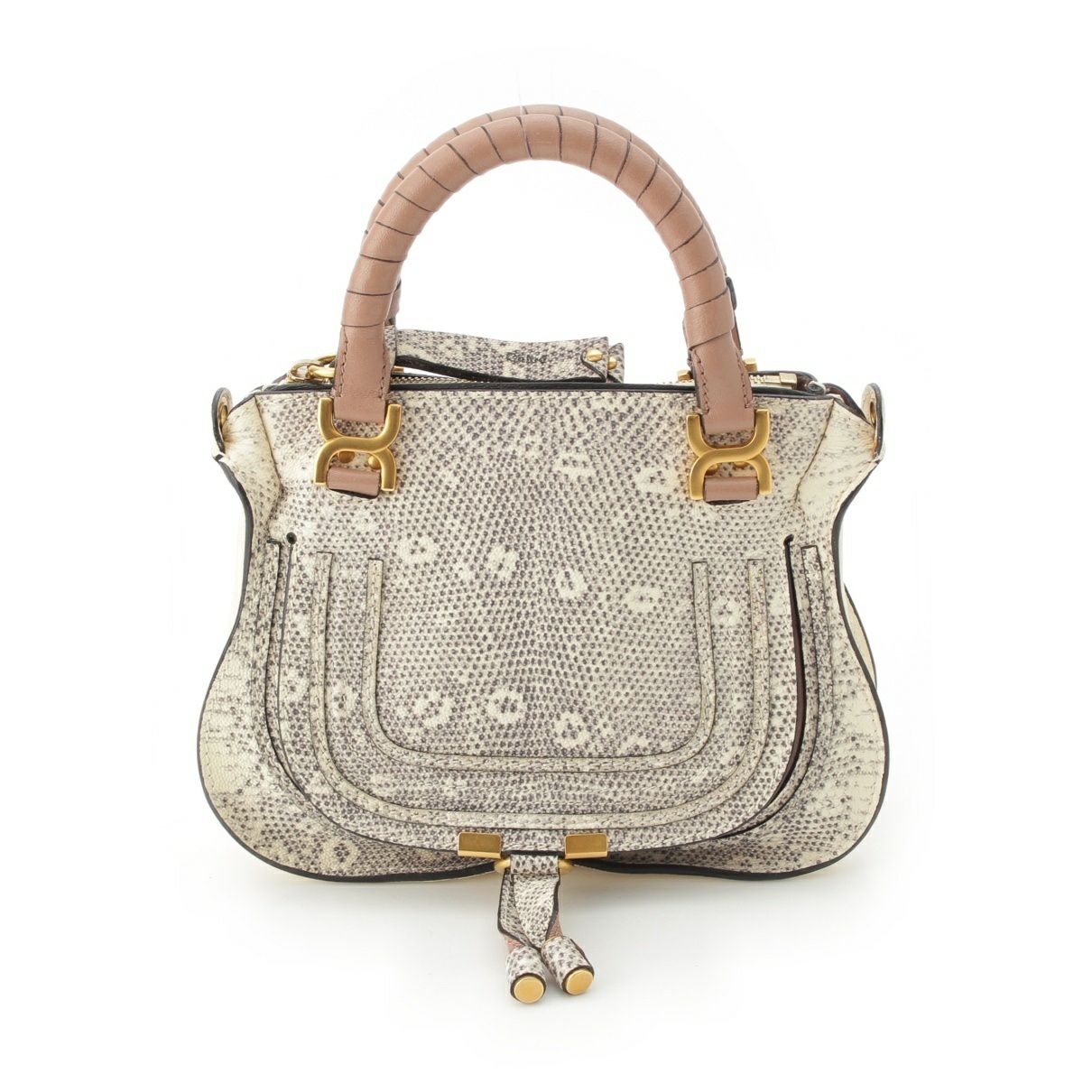 クロエ マーシー リザード 型押し 2WAY ショルダー ハンドバッグ ホワイト