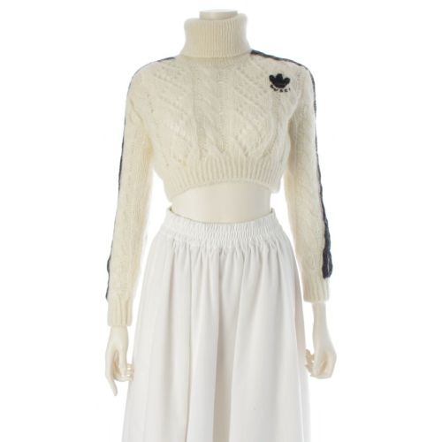 グッチ アディダス モヘア サイドライン ハイネック セーター ニット トップス ホワイト XXS