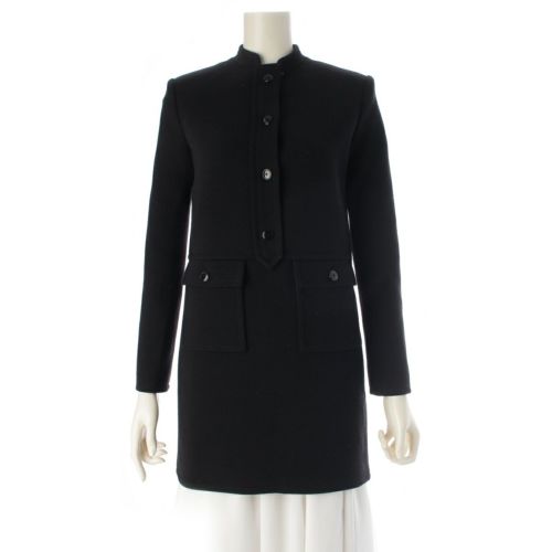 サンローラン 21年 ウール ワンピース ドレス チュニック フォーマル 658317 ブラック F34