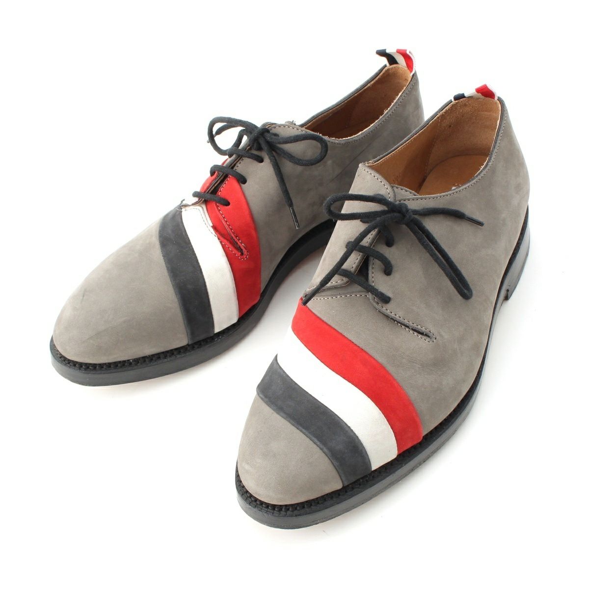 トムブラウン ヌバックレザー トリコロール ドレスシューズ グレー 42