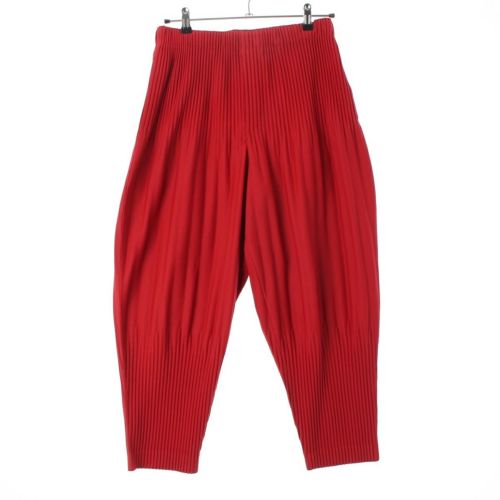 オムプリッセ イッセイミヤケ プリーツ テーパード パンツ ボトムス HP73JF118 レッド 1