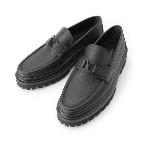 ルイヴィトン レザー LVバックル メジャー ローファー シューズ 1ADEP4 ブラック 7 26cm