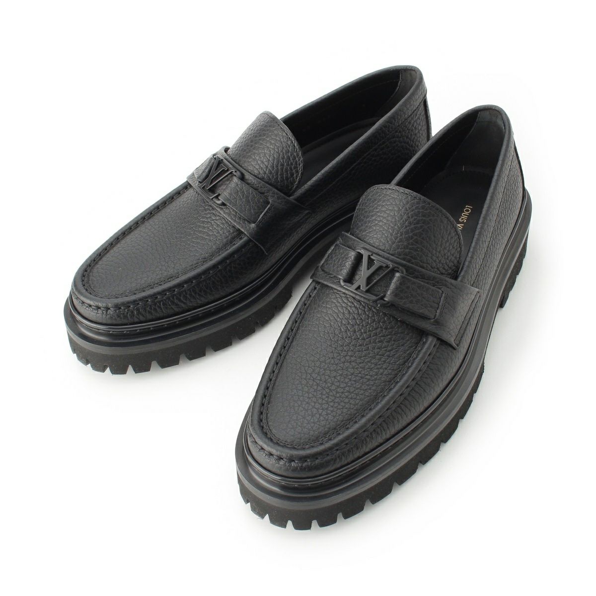 ルイヴィトン レザー LVバックル メジャー ローファー シューズ 1ADEP4 ブラック 7 26cm