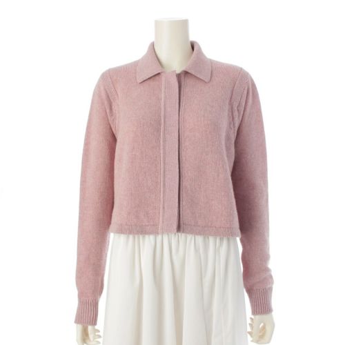 エルメス 25SS カシミヤ ニット 比翼ボタン カーディガン H5E2727D1 ピンク 34