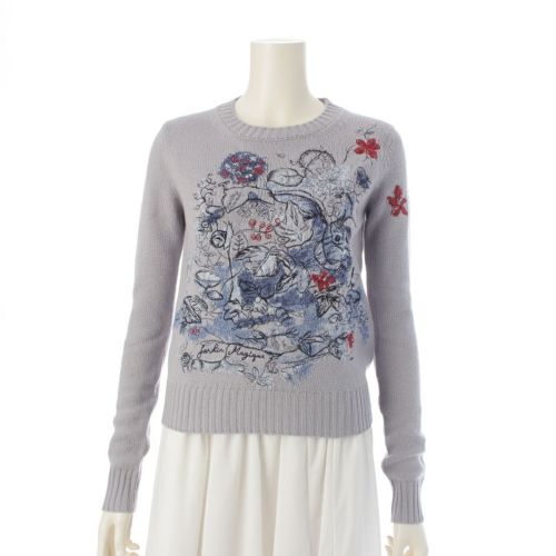 ディオール 23年 カシミヤ ニット 刺繍 セーター 314S57AM008 パープルグレー 38