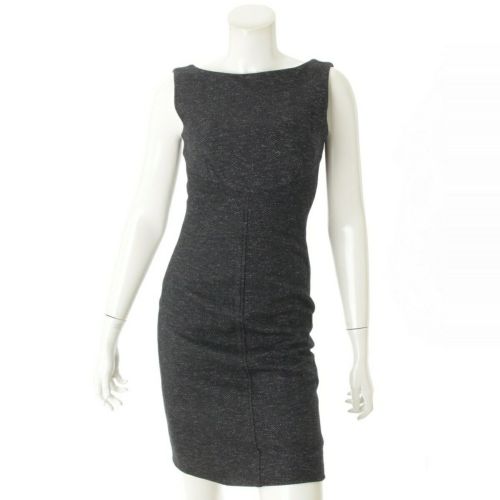 ダイアンフォンファステンバーグ(DIANE von FURSTENBERG) コットン ウール混 ノースリーブ リボン ドレス ワンピース ブラック 0