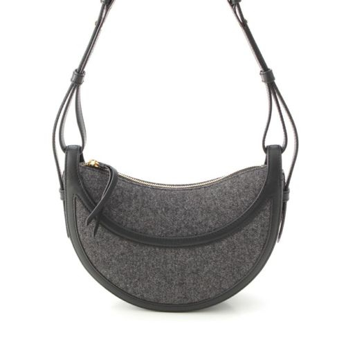 ポレーヌ Numero Dix ウール ハーフムーン ショルダーバッグ ブラック