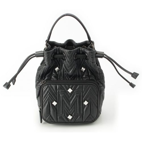 エム・シー・エム レザー ビジュー 巾着 ハンドバッグ ブラック