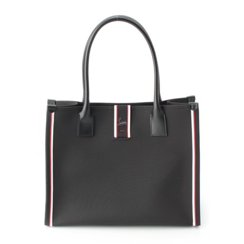 クリスチャンルブタン レザー×ナイロン BMW ファッショニスタ トートバッグ ブラック