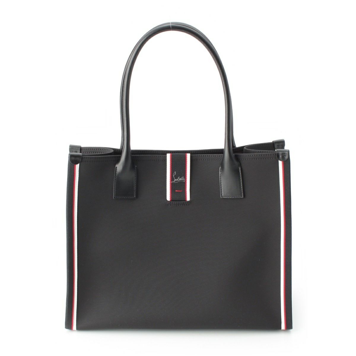 クリスチャンルブタン レザー×ナイロン BMW ファッショニスタ トートバッグ ブラック