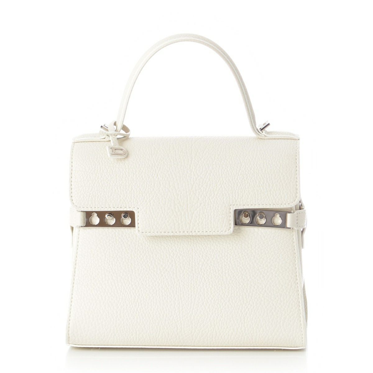 デルヴォー Tempete タンペート PM クリスピーカーフ シルバー金具 ハンドバッグ 2WAY ショルダー アイボリー