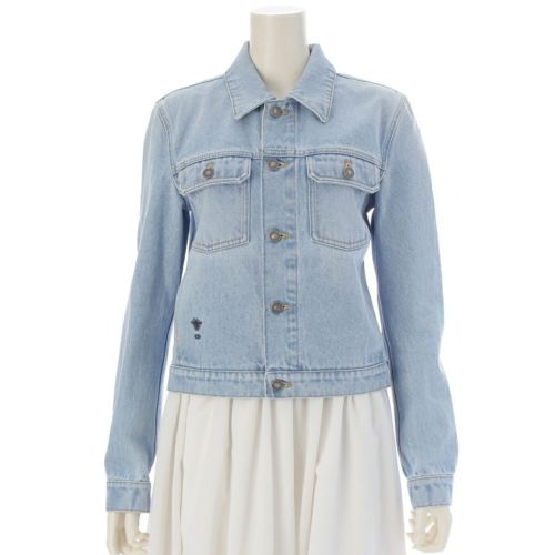 ディオール 25SS ディオリビエラ DIORIVIERA コットン トラッカー ストーンウォッシュ ビー刺繍 デニムジャケット 542V11A3088 アイスブルー 42