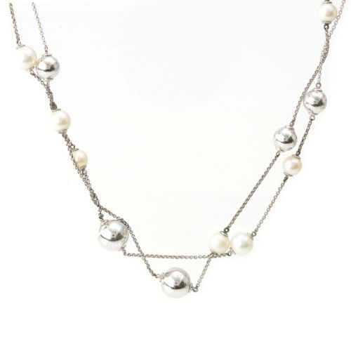 ジョージジェンセン スフィア ステーション パール　Ag925 ネックレス シルバー