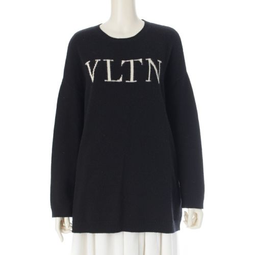 ヴァレンティノ カシミヤ ウール VLTNロゴ ニット セーター トップス ブラック XS