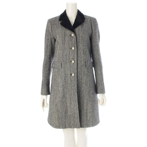 グッチ ウール GGパール ベロア コート 516422 ブラック×ホワイト 38