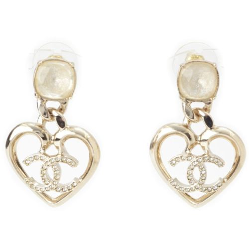 シャネル C23C ココマーク ハート ラインストーン ピアス アクセサリー シルバー