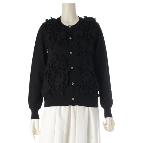 コムデギャルソン コムデギャルソン AD2025 25AW コムコム ウール ラッフル フリル クシュクシュ ニット カーディガン トップス RP-N507 ブラック S