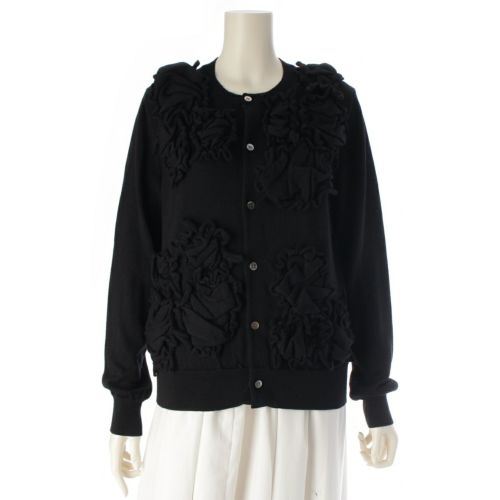 コムデギャルソン コムデギャルソン AD2025 25AW コムコム ウール ラッフル フリル クシュクシュ ニット カーディガン トップス ブラック L