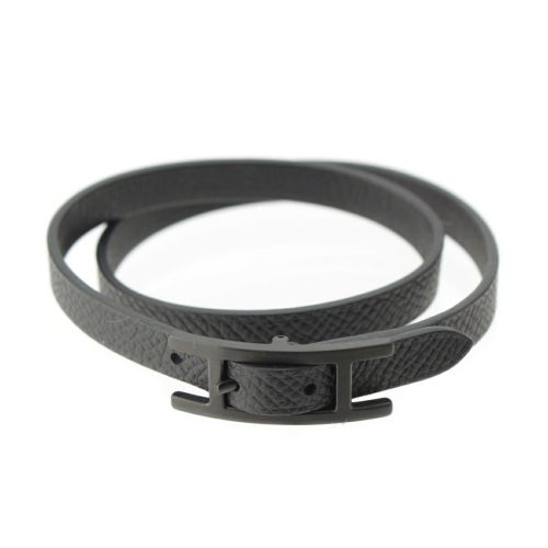 エルメス エプソン ビーアピ ドゥーブルトゥール ブレスレット アクセサリー ブラック T5