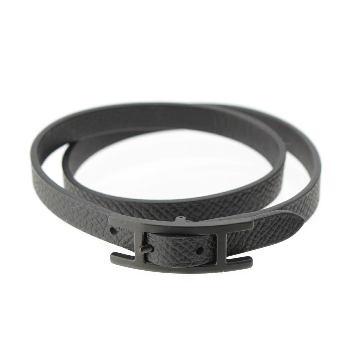 エルメス エプソン ビーアピ ドゥーブルトゥール ブレスレット アクセサリー ブラック T5