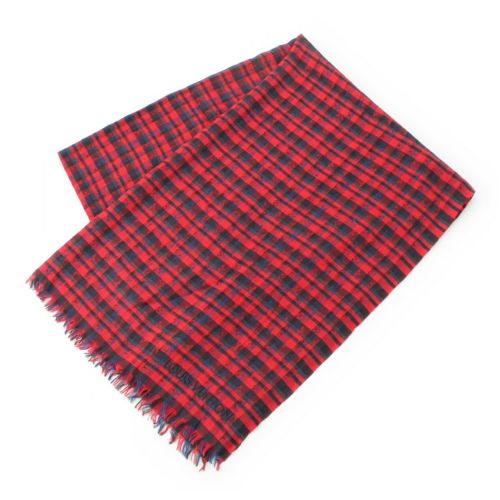 ルイヴィトン ウール×シルク エトール モノグラム チェック柄 ストール M74965 レッド マルチカラー