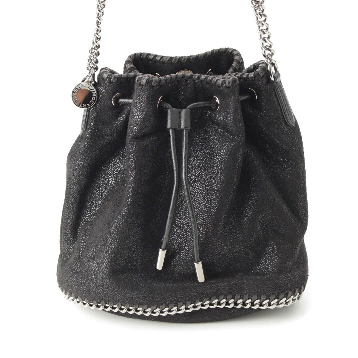 ステラマッカートニー ファラベラ シルバーチェーン ハンドバッグ 巾着 バケット ブラック シルバー スモール