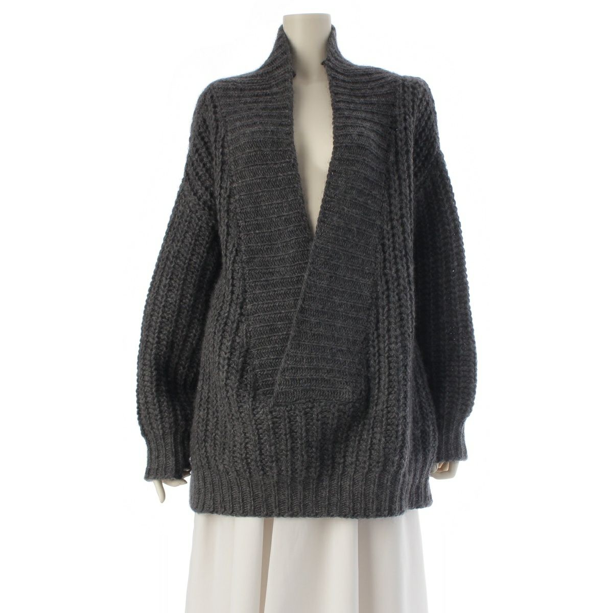 クリスチャンディオール 24年 ウール モヘアブレンド オーバーサイズ セーター ニット トップス 444S26BM313 グレー 36