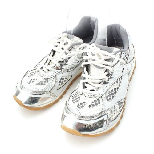 ボッテガヴェネタ オービット メッシュ ロートップ スニーカー シューズ シルバー ホワイト 38