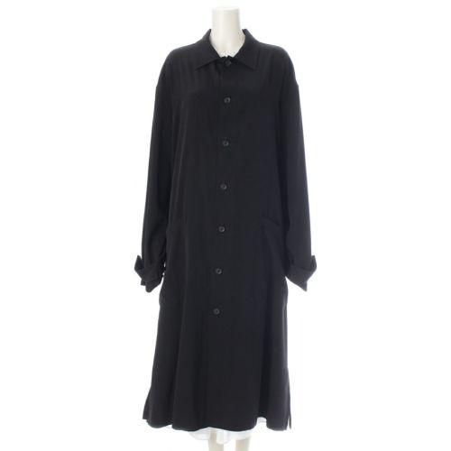 ヨウジヤマモトプールオム 20SS バック メッセージプリント タキシードシャツカラー コート アウター HN-B22-500 ブラック 1