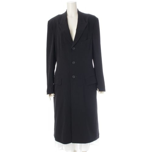 ヨウジヤマモトプールオム 20SS バックメッセージプリント ロングジャケット コート アウター HN-J54-500 ブラック 2