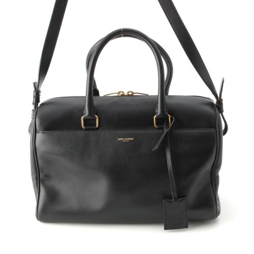 サンローラン クラシックダッフル レザー 2way ショルダー ハンドバッグ ブラック