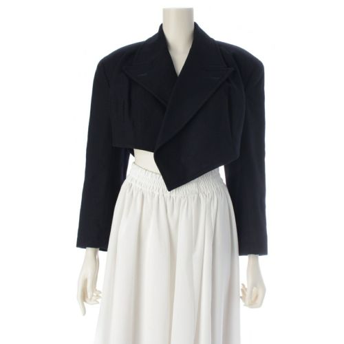 コムデギャルソン 80s ウール ナイロン 初期 メルトン ライダース クロップド ジャケット GJ-05082M ダークネイビー M