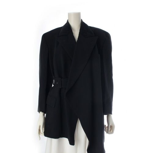 コムデギャルソン 80s AD記載無し 80s ウール コットン ベロア調 切替 燕尾 テーラードジャケット GJ-05037S ブラック S