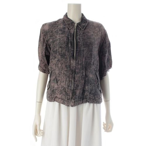 コムデギャルソン AD1991 92SS ローブ ド シャンブル キュプラ 製品染め 脱色 フェード 半袖 ジャケット ブルゾン RJ-110390 ブラック パープル