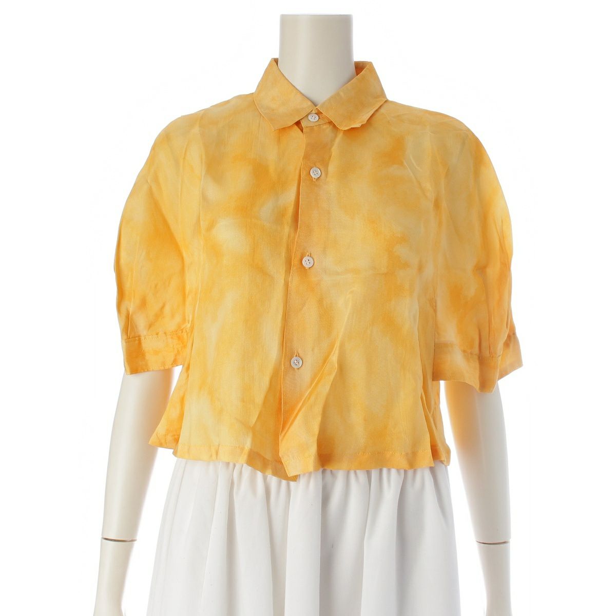 コムデギャルソン AD1989 89AW SIX ムラ染め 変形 クロップド 半袖シャツ トップス GB-050040 イエロー