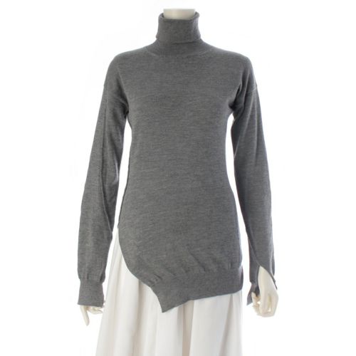 ザロウ Nomi カシミヤ アシメントリーデザイン タートルネック ニット セーター 長袖 7056‐Y212 グレー XS