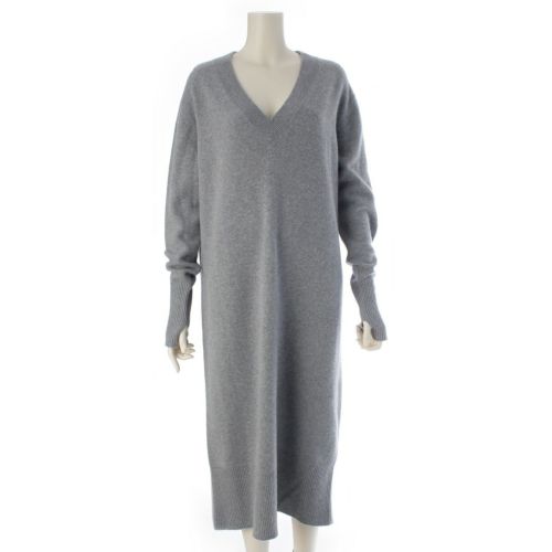 ピセア PICEA ベビーカシミヤ Vネック ニット ワンピース ドレス 21D12 グレー 02