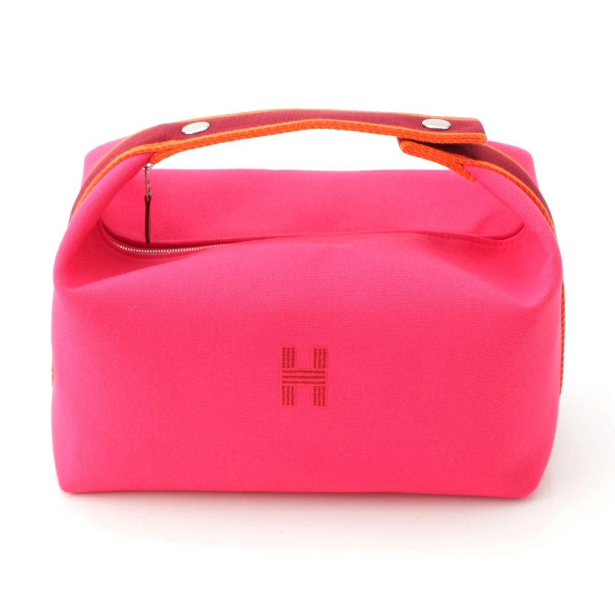 エルメス コットン ブリッド ア ブラックキャンバス シルバー金具 ハンドバッグ ピンク GM