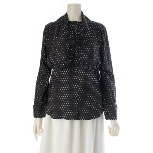 ディオール 23年 シルク アスコット ドット柄 ブラウス 311B05A6131 ブラック 38