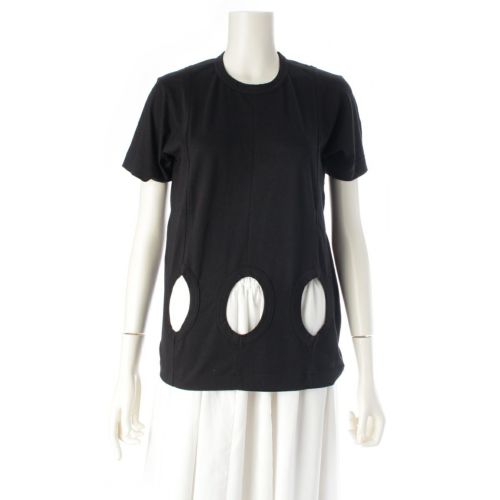 コムデギャルソン AD2013 コットン ホールデザイン 切替 半袖 カットソー GM-T019 ブラック S