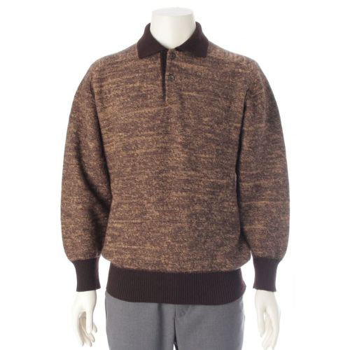 コムデギャルソンオム 80s-90s 銀タグ 長袖 襟 プルオーバー ニット ブラウン ベージュ