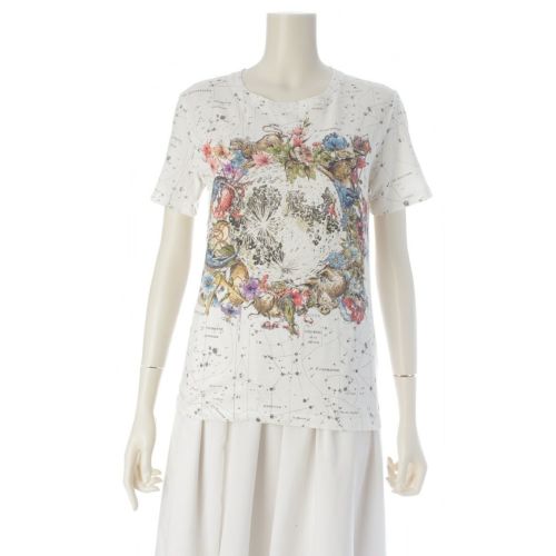 ディオール コットン Zodiac 総柄 クルーネック 半袖Ｔシャツ 153T09A4456 ホワイト マルチカラー XS