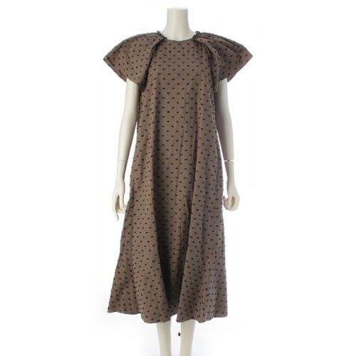 ドゥロワー 日本 M.SUMMER2 カットジャガードフレアスリーブ ワンピース 6526-299-1533 オリーブ 36