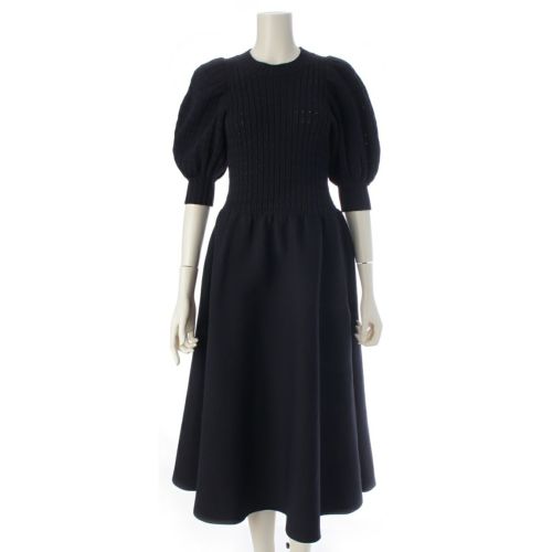 セブンテン バイ ミホカワヒト 21AW ポリエステル ボリュームスリーブ ニットドレス ワンピース 5A502 ネイビー S