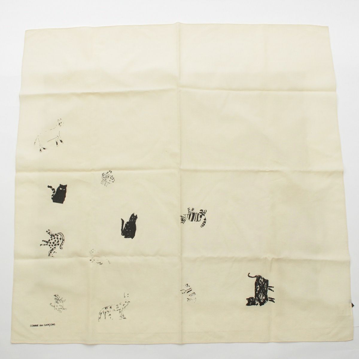 コムデギャルソン AD1989 ウール ヴィンテージ 猫 スカーフ GK-054020 アイボリー