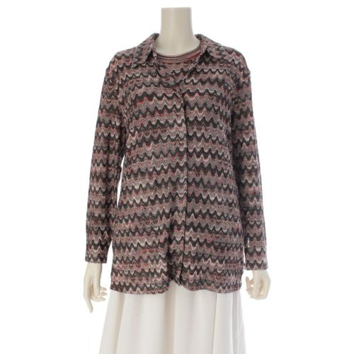 ミッソーニ 総柄 ノースリーブ 長袖シャツ アンサンブル トップス オレンジ 44/46