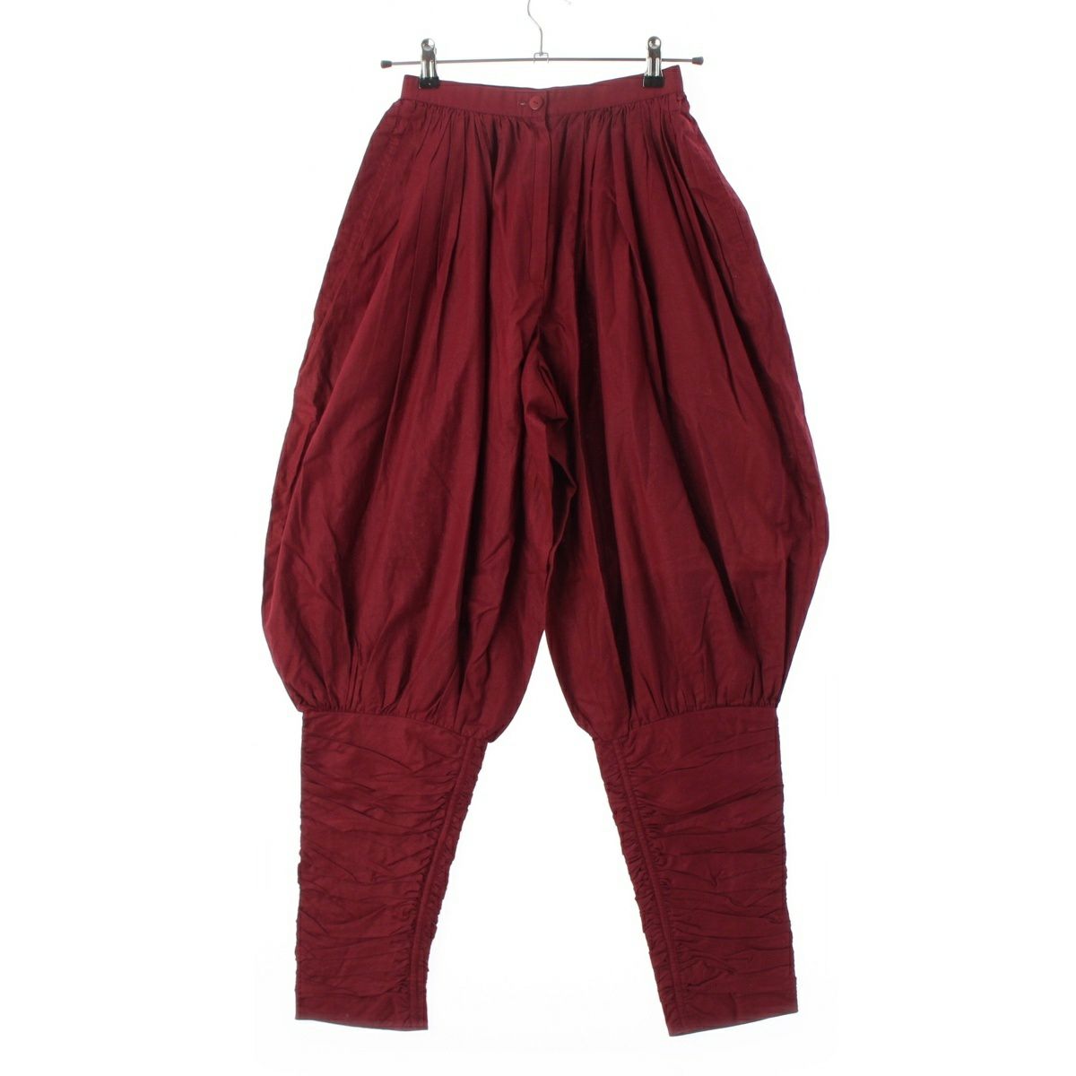 イッセイミヤケ 80s 1982 コットン 単色タグ ギャザー バルーン ジョッパーズ パンツ JG43182 ボルドー レッド 7