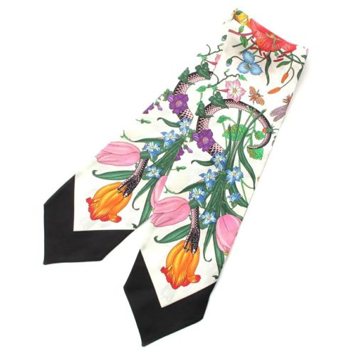 グッチ ネックボウ シルク フローラ スネーク スカーフ 699497 マルチカラー