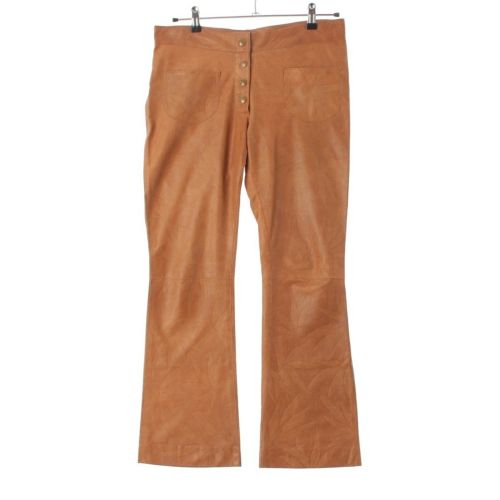 クリスチャンディオール 02SS ガリアーノ期 ゴートレザー リーフ 総柄 パンツ ブラウン キャメル 34